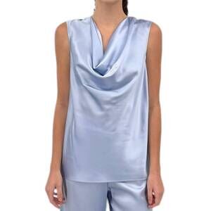 NEW DIOMI sateen cowl neck tank top in lolite blue